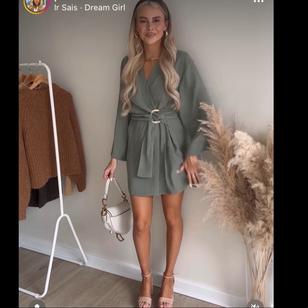Zara Olive Green Mini Dress Medium
